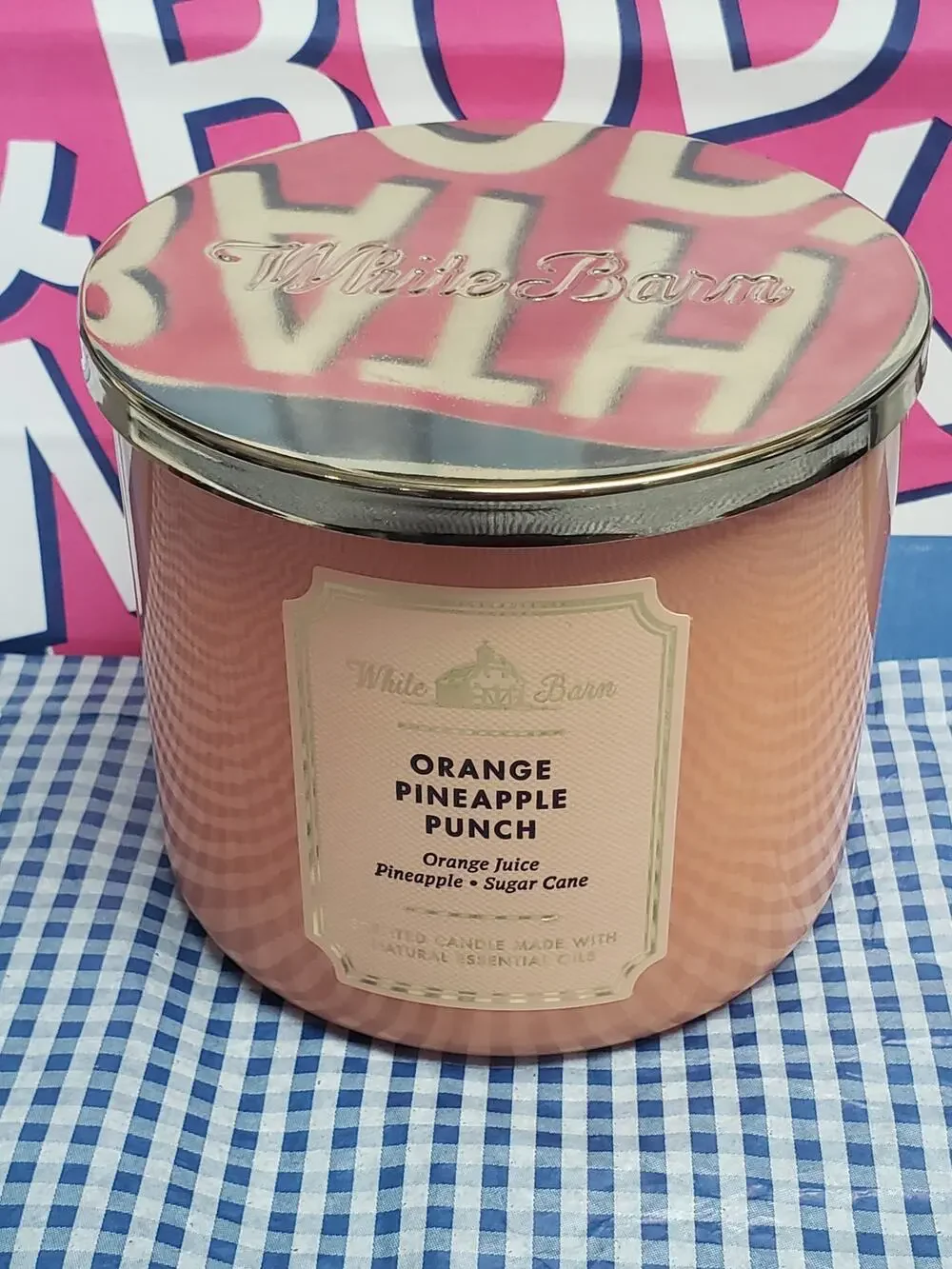 BBW Orange Pineapple Punch Shiny Orange Jar Large 3 Wick Candle Home Fragrance
